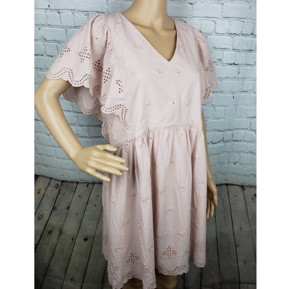 Loft Pink Eyelet Dress Size LP - Picture 3 of 6